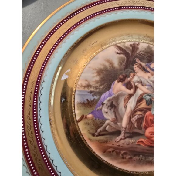 Antique Hand-Painted Gilt Royal Vienna 10.5" Plate Charger Set Of 12 (RV1000) - Picture 9 of 16